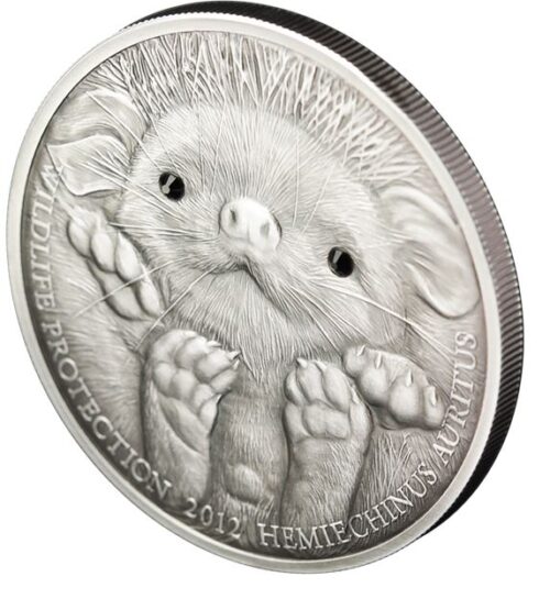 Long-eared Hedgehog - 500 Togrog - 2012 - Mongolia - silver coin with crystals - Image 3