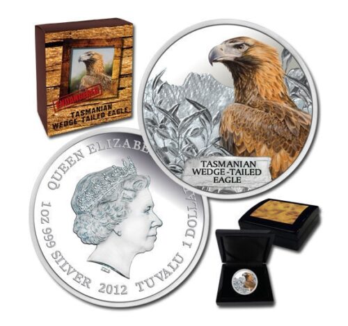 Tasmanian Wedge-Tailed Eagle - Tuvalu - 2012 - 1 Dollar - coloured silver coin