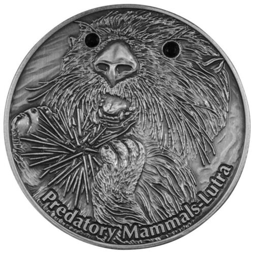 PREDATORY MAMMALS: Lutra - Fiji - 2012 - 10 Dollars - silver coin with Crystals