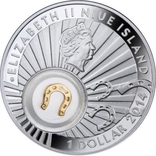 Symbols of Luck: Horseshoe - Niue - 2014 - 1 Dollar - silver coin with gilding - Image 2