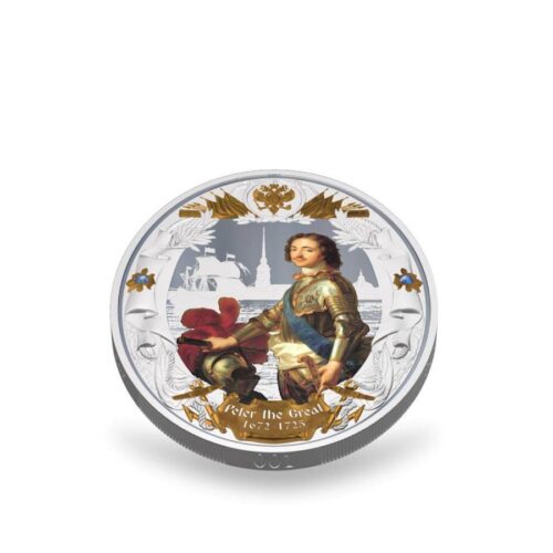 Russian Emperors: Peter I the Great - Niue - 2014 - 5 Dollars - 2 oz silver coin with gilding and crystals - Image 3