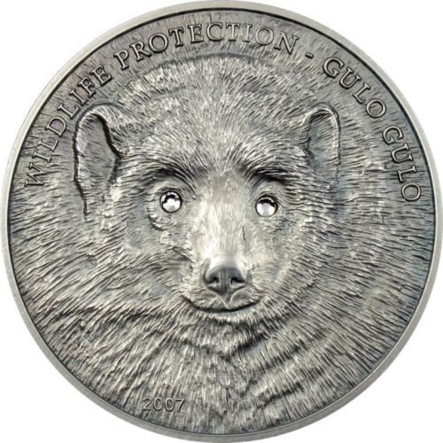 Gulo Gulo - 500 Togrog - 2007 - Mongolia - silver coin with crystals