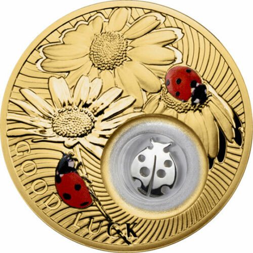 Good Luck Coin: Golden Ladybird - Niue - 2013 - 2 Dollars - gilded coin