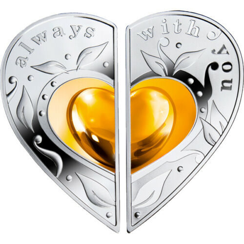 Always With You - Niue - 2016 - 1 Dollar - heart shaped 2 x silver coins puzzle set