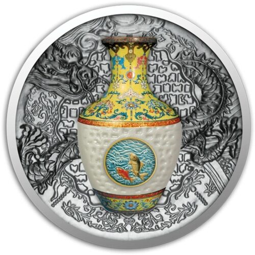 Qing Dinasty Porcelain Vase - Niue - 2016 - 1 Dollar - silver coin with real porcelain