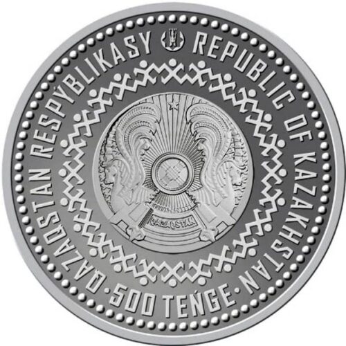 Togyzqumalaq - 500 Tenge - 2022 - Kazakhstan - silver coin with gilding & oxidation - Image 2