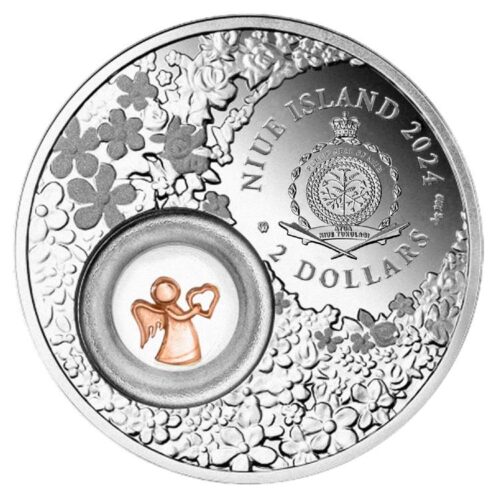 Guardian Angel - Niue - 2024 - 2 Dollars - silver coin with red gold and laser frosting - Image 2