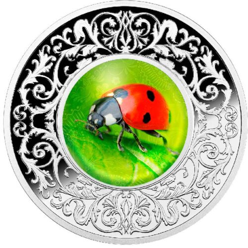 Lucky Charm: Ladybug - 2023 - Cameroon - 500 Francs - silver coin with magnifying lens 