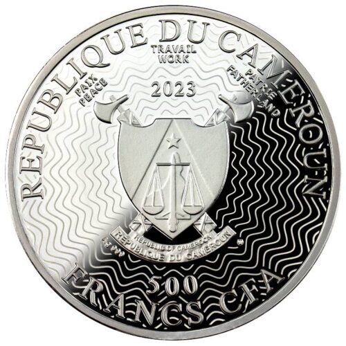 Zodiac Signs: Scorpio - 2023 - Cameroon - 500 Francs - silver coin with magnifying lens & gilding - Image 2